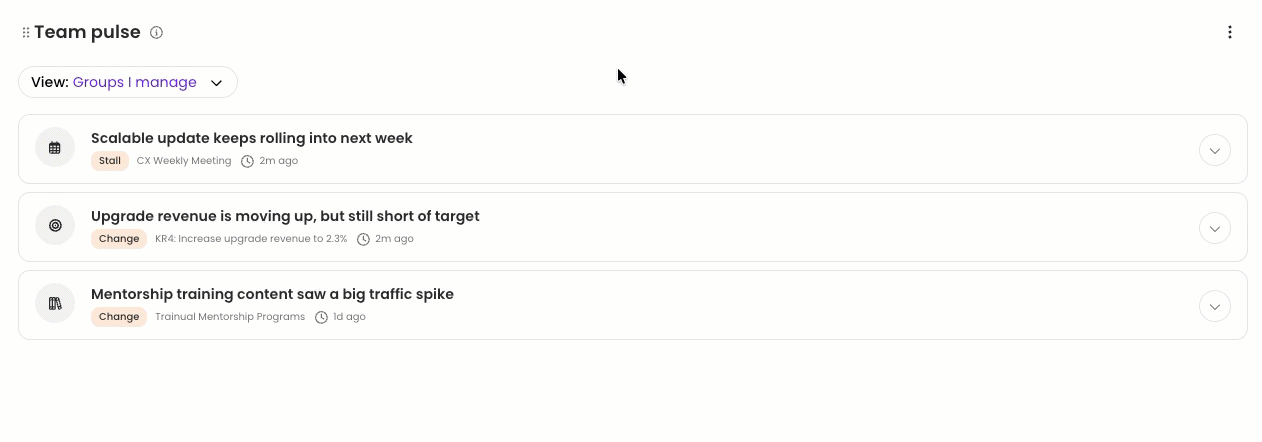 GIF of an insight being clicked on and opening to reveal more details