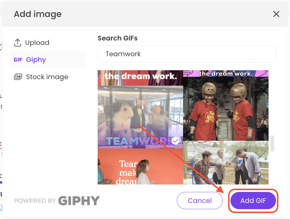 Add a GIF to a Step